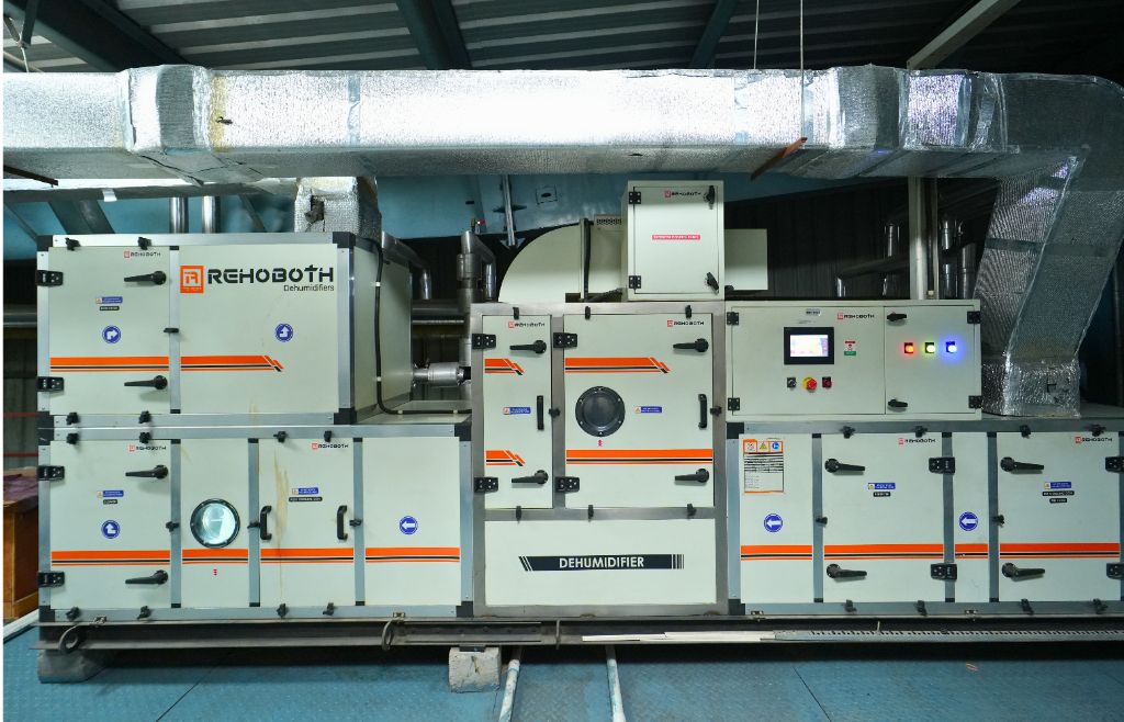 Industrial dehumidifier system inside Sarvear manufacturing plant &mdash; Sara Industrial Estate, Selaqui, Dehradun